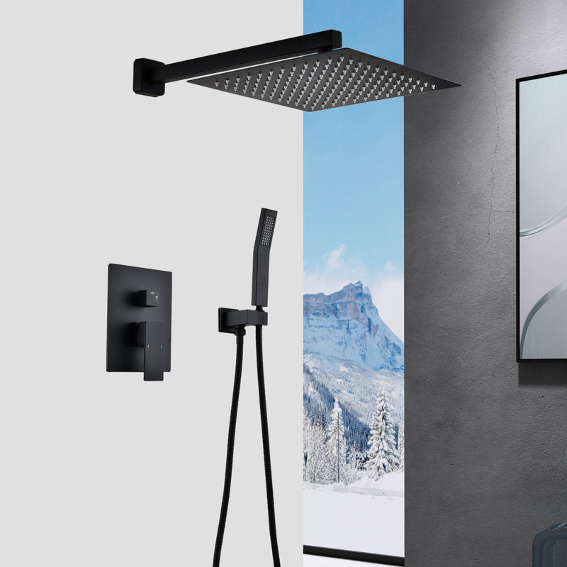12" Rain Shower Head Wall Mount Matte Black - Self-Cleaning Nozzle For Luxurious Shower, Compatible With All Standard Arms, Complies American Pipe Connection Protocols And Bath Experience, Works