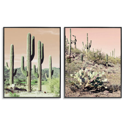 «Saguaro Cactus Desertscape», ensemble de 2 giclées encadrées par Susan Bryant