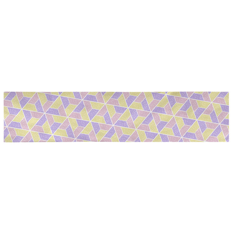 Chemin de table Avicia, 72 po x 16 po, Jaune/rose/mauve, Coton