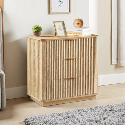 Commode / Table de chevet 27,6 po texturée à 3 tiroirs