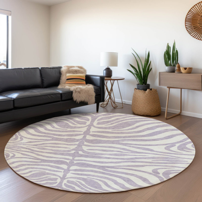 Premium Machine Washable Kian AMF1042 Animal Print Rug, Round 8'