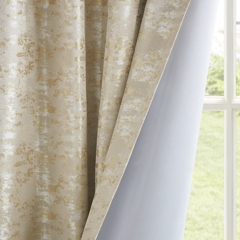 Luxury Gold Jacquard Blackout Curtain Panel - Maximum Light & Noise Reduction