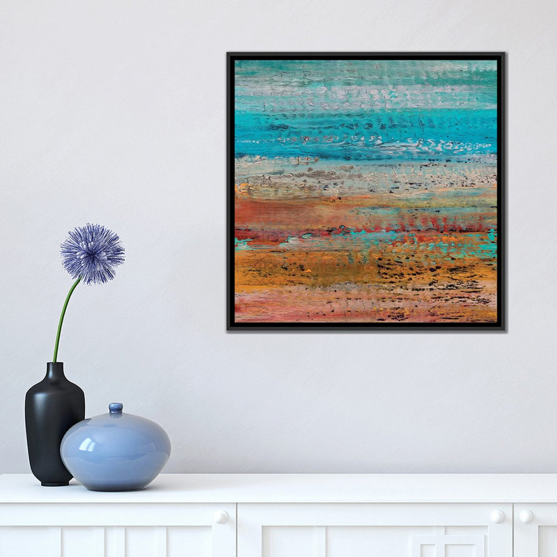 «Coastal II», reproduction sur toile, H 18 po x l 18 po x P 1,5 po, Toile avec cadre noir, Pas de tapis