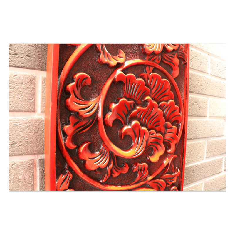 Décoration murale en relief à motif floral traditionnel, Rouge