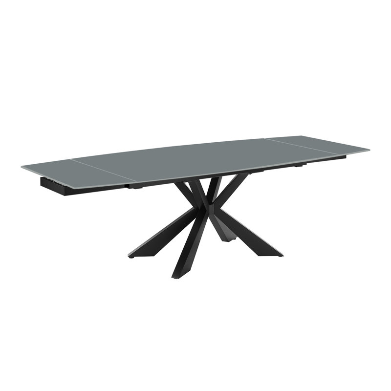 Table de salle à manger motorisée Icon avec base noire et plateau gris.