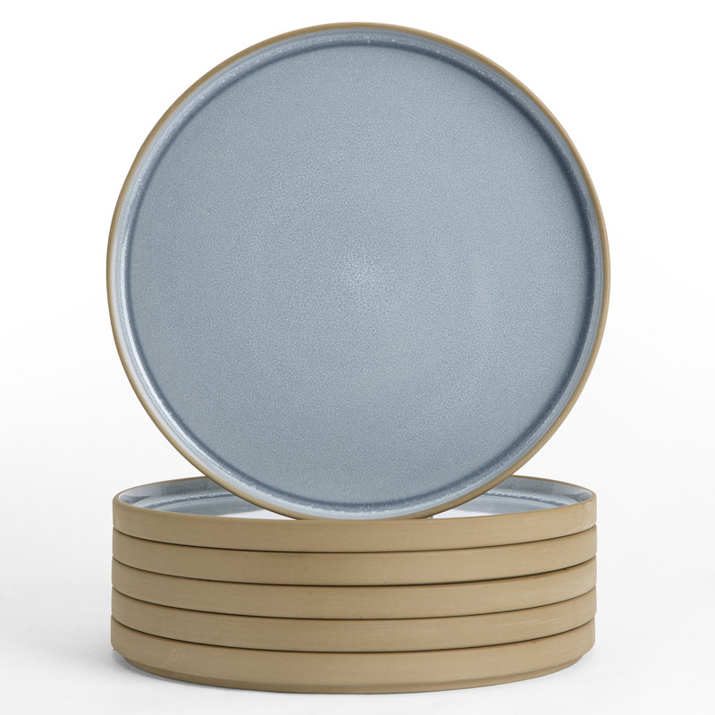 Ensemble de 6 assiettes en grès de 10,2 po., Bleu clair
