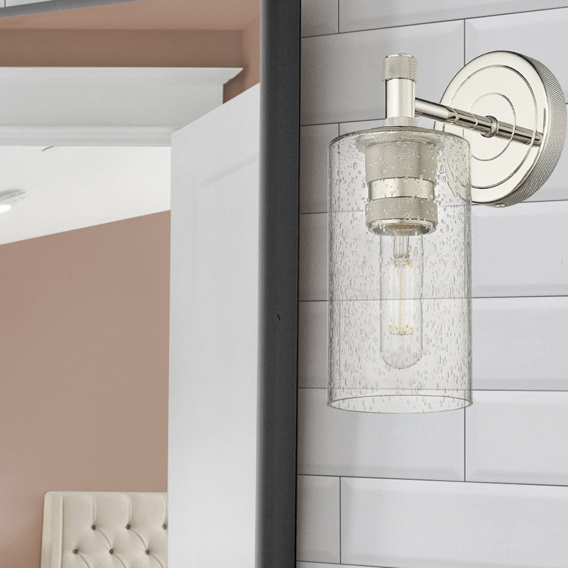 Applique murale 1 lumière Crown Point, Grainé, Nickel poli, H 10,5 po x l 3,88 po x P 6,5 po