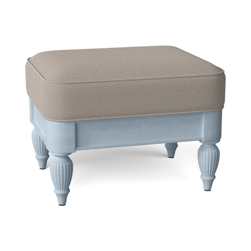 Grand View Ottoman, Light Blue and White Stripe; 0256-54, Frost White Finish