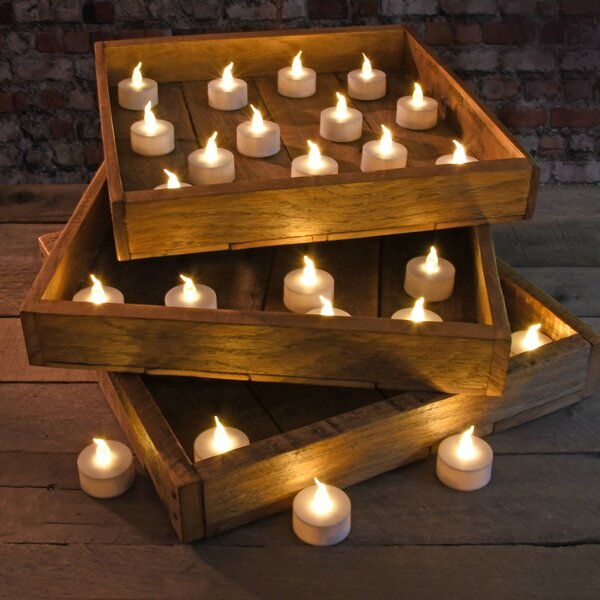 Set of 24 Flameless LED Tea Lights Bulk Electric Tealight Candles