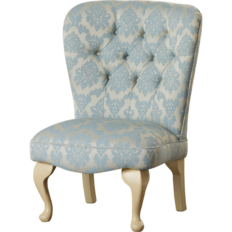 Loretta Upholstered Slipper Chair, Light Oak, Angelina Blue Pattern