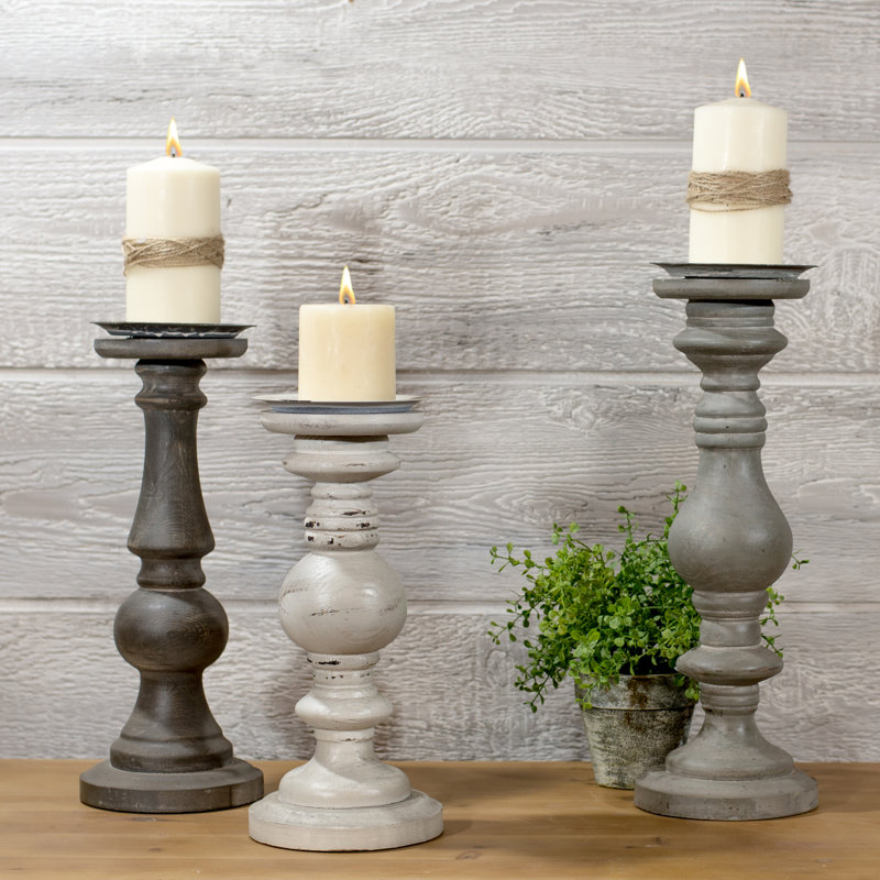 Ensemble de chandelless en bois de haute taille rétro 3 pièces