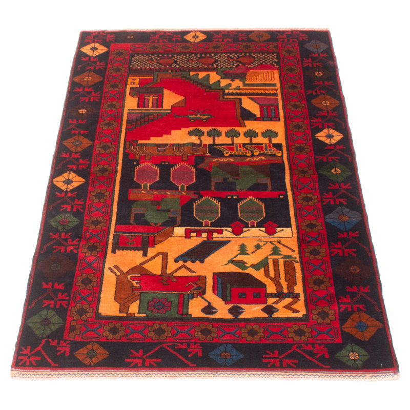 Tapis unique en laine brun clair noué à la main 3 pi 5 po x 6 pi 3 po Teimani