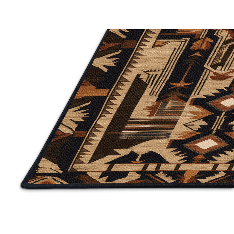 Washable Tribal Designs Hawaiian Area Rug, Round 6'