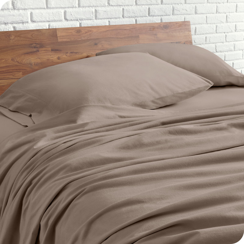 Twin Taupe Organic Cotton Jersey Deep Pocket Sheet Set