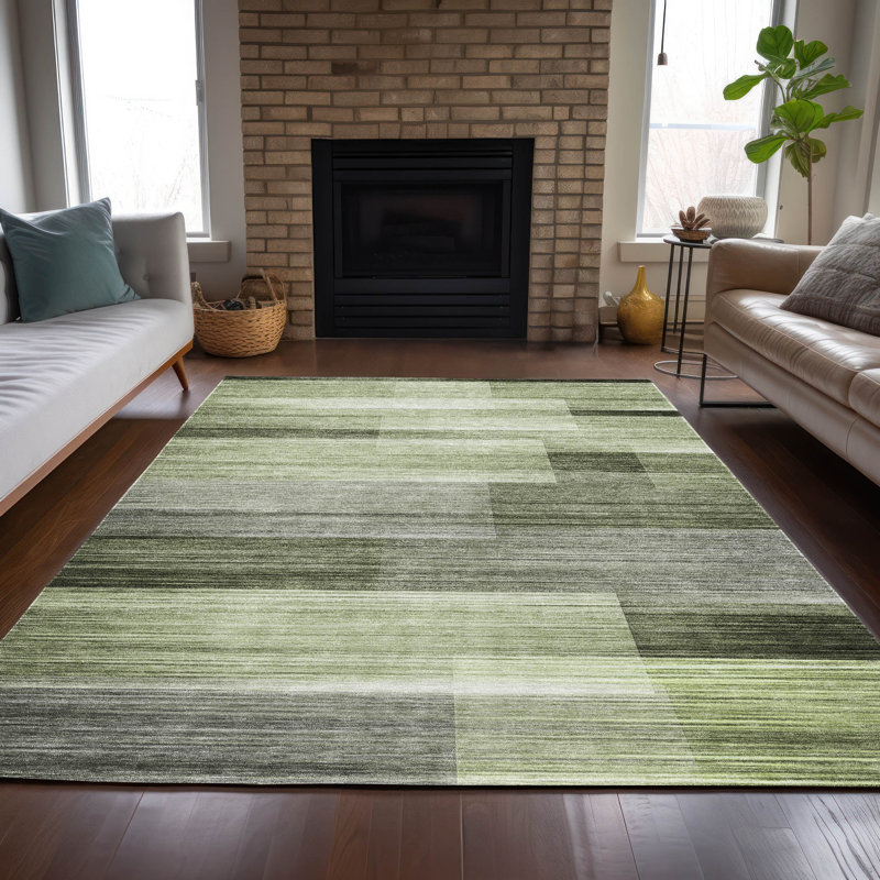 Tapis vert intérieur / extérieur lavable à la machine Xhevrie, Rectangulaire 3 pi x 5 pi