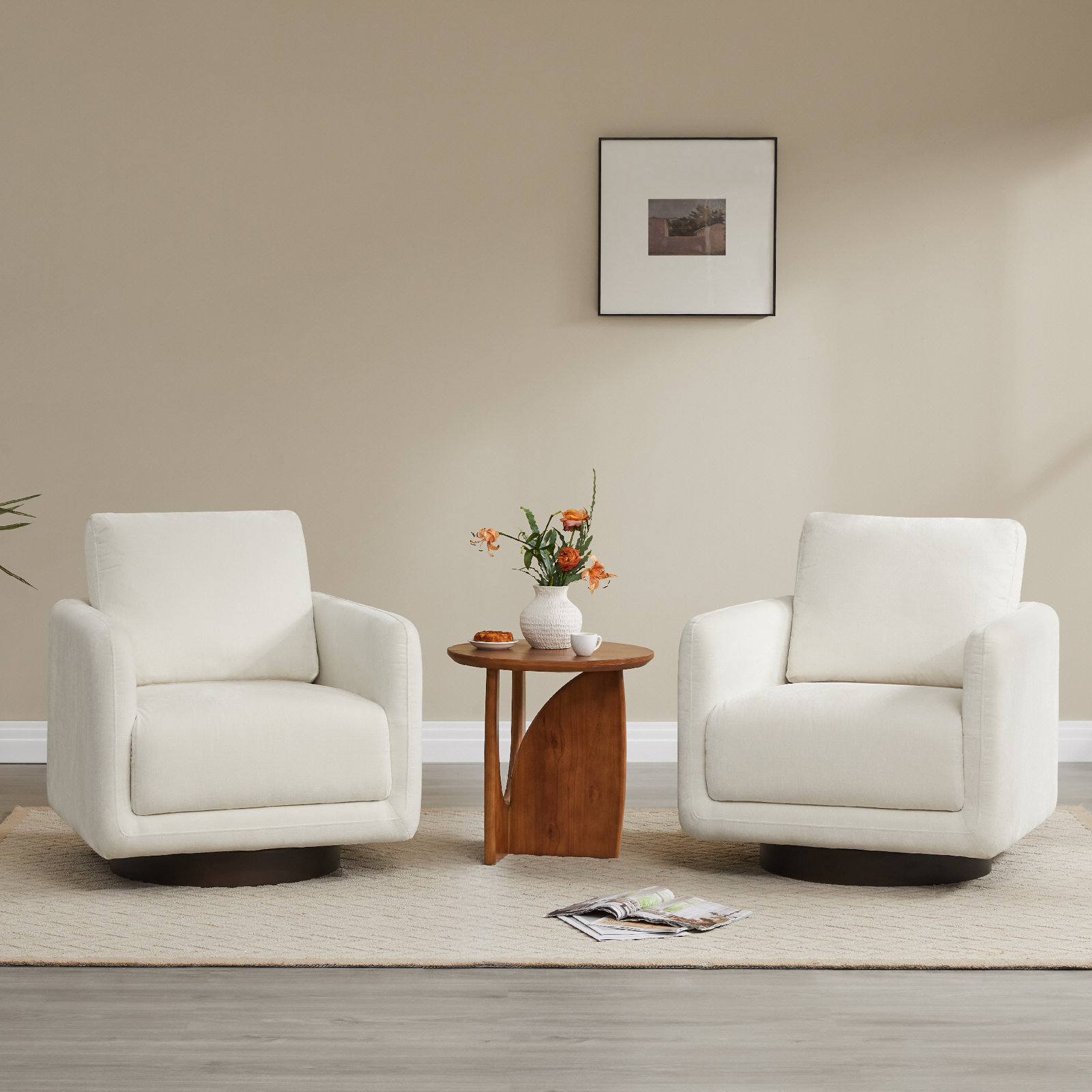 Swivel Armchair, Oatmeal Performance Weave