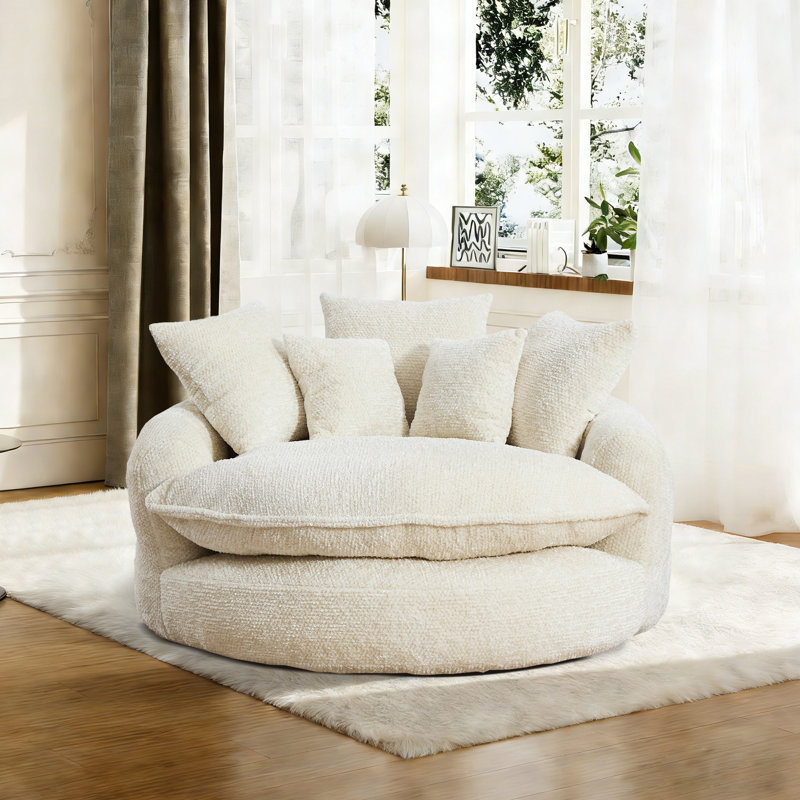 Boneless Oversized Round Sofa Chair, Beige