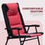 3 pièces de patio en rouge - 2 chaises berçantes pliantes avec coussin coussiné et table basse pliable en verre pour la véranda