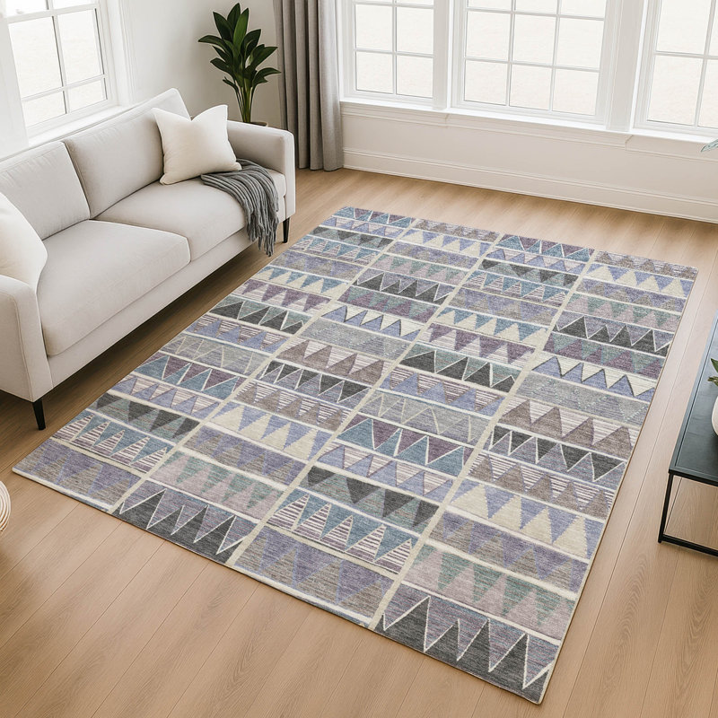 Premium Machine Washable Mayfield AMF2205 geometric Rug, 8' x 10', Lavender