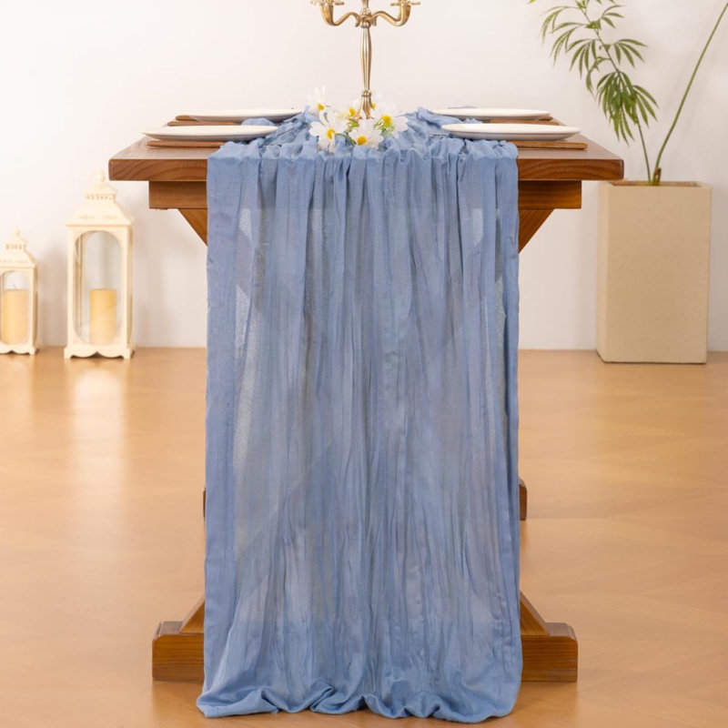 Chemin de table en étamine Cheesecloth, Bleu, L 29 po x l 120 po