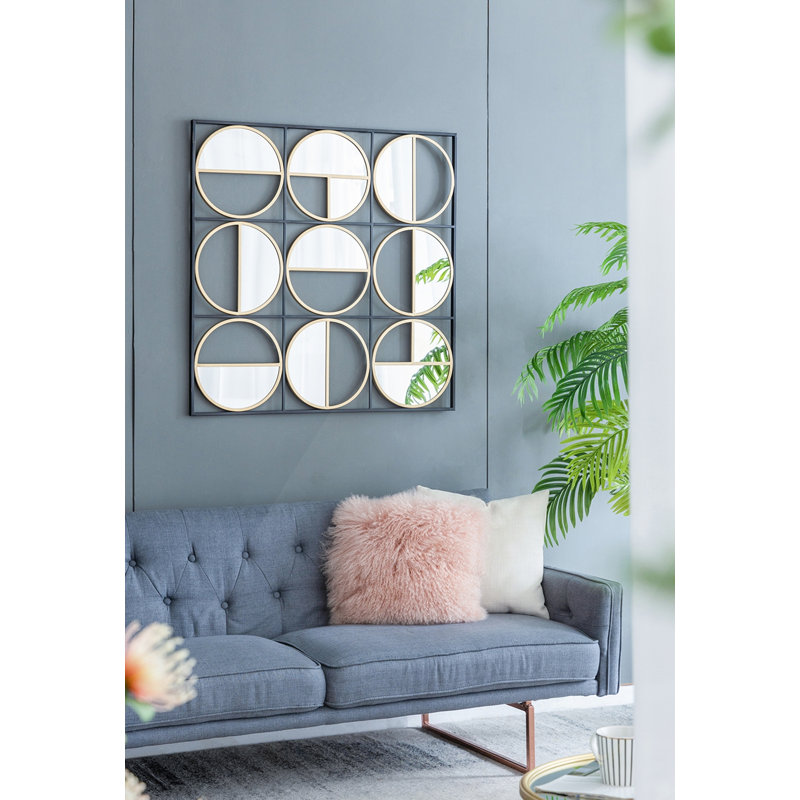 Miroir mural en métal noir