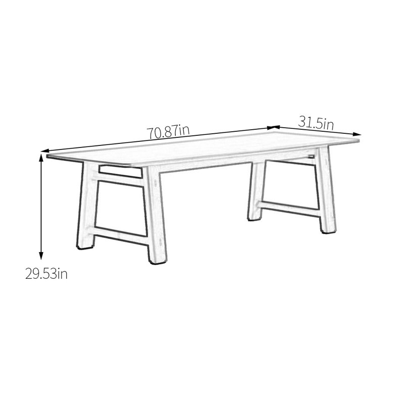 Thickened solid wood dining table, 29.53"H x 70.87"L x 31.5"W