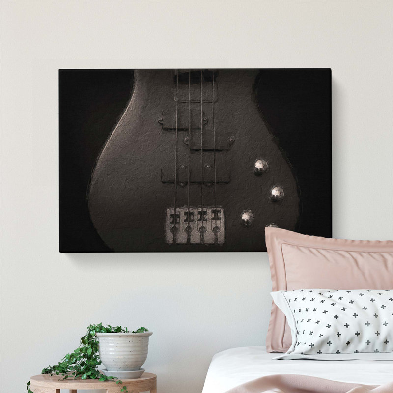 Bottom Of A Black Bass Guitar - Wrapped Canvas, 40cm H x 60cm W x 3cm D