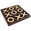 Ensemble de jeu de tic tac-toe en bois brun avec pièces d'or et d'or