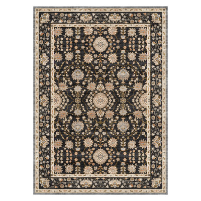 Tapis lavables à la machine : tapis doux de style vintage pour salons et chambres, tapis antidérapants pour couloirs, tapis pour cuisines et salles à manger, tapis pour salles de bains et buanderies (noir anthracite)