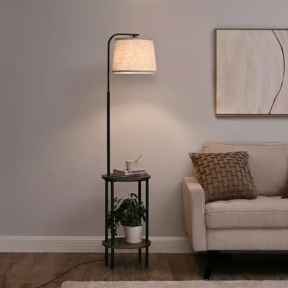 Latitude Run® Floor Lamp With Table For Living Room, Attached End Table ...