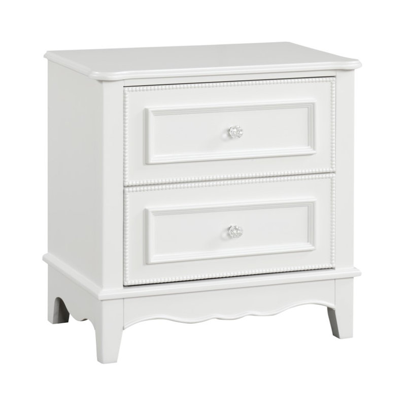 Table de chevet avec 2 tiroirs, blanc