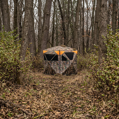 Hunting Blind 360 Degree See Through with Swing Door, 2-3 Person Pop Up Camouflage Tent with Carrying Bag, Portable Concealed Shelter for Turkey Hunting