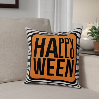 Happy Halloween Stripes Throw Pillow