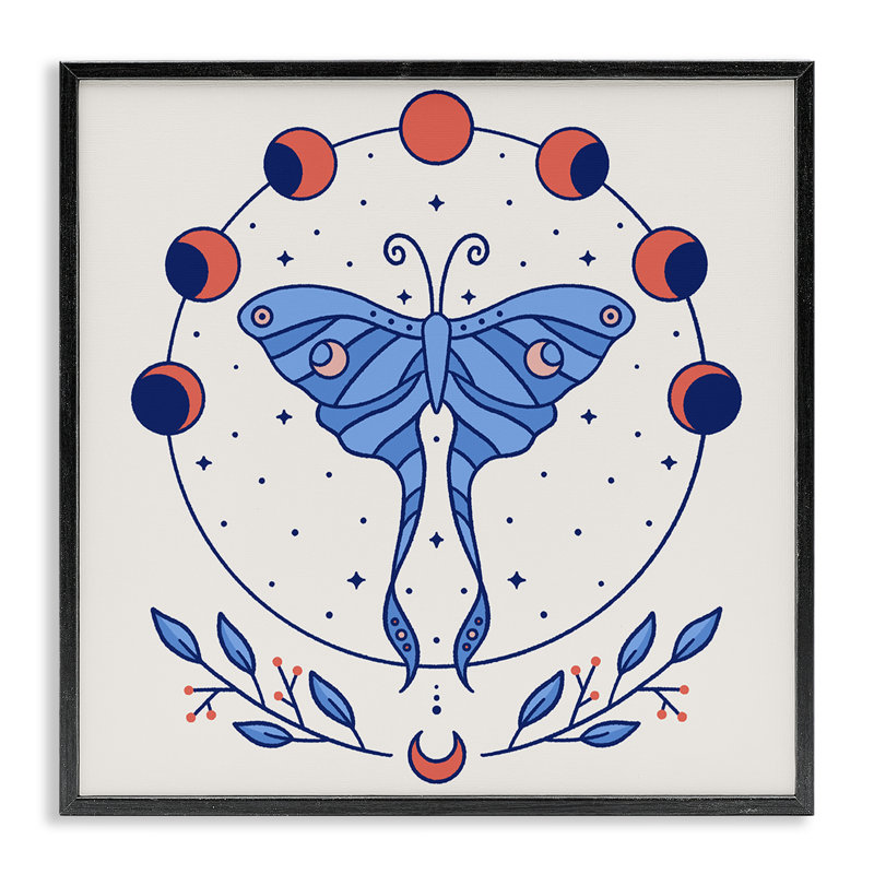«Luna Moth» céleste, art de la giclée encadrée par Ahmad Idiss Hussein, Giclée encadrée noir minuit, H 12 po x l 12 po