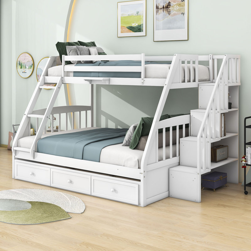 Guiliano Kids Twin Over Full Bunk Bed with Drawers, White
