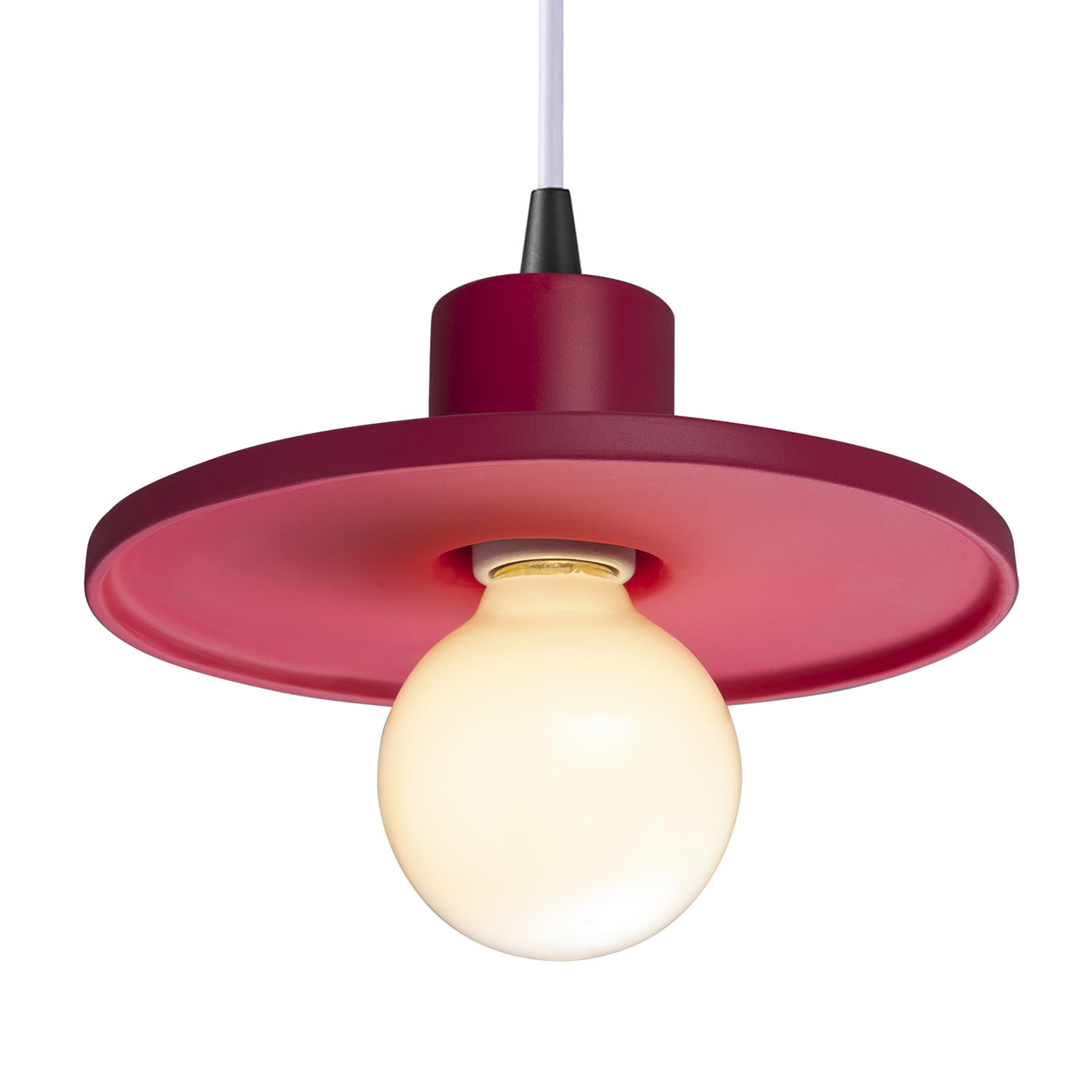 Leni Ceramic Dimmable Pendant, Cerise, Matte Black