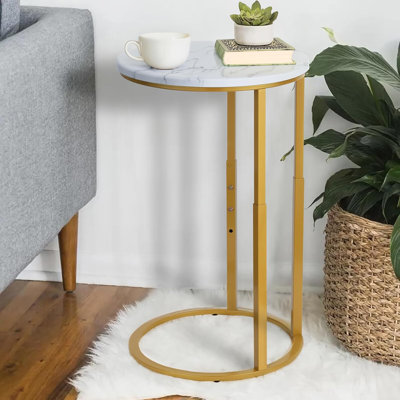 C-Shaped End Table With Adjustable Height, Sturdy And Space-Saving Side Table For Living Room, Bedroom, Or Small Spaces, Easy To Assemble And Maintain