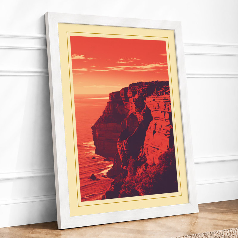 Headland at Dusk Coastal - Framed Print, A3 - 42.0 x 29.7 cm, White