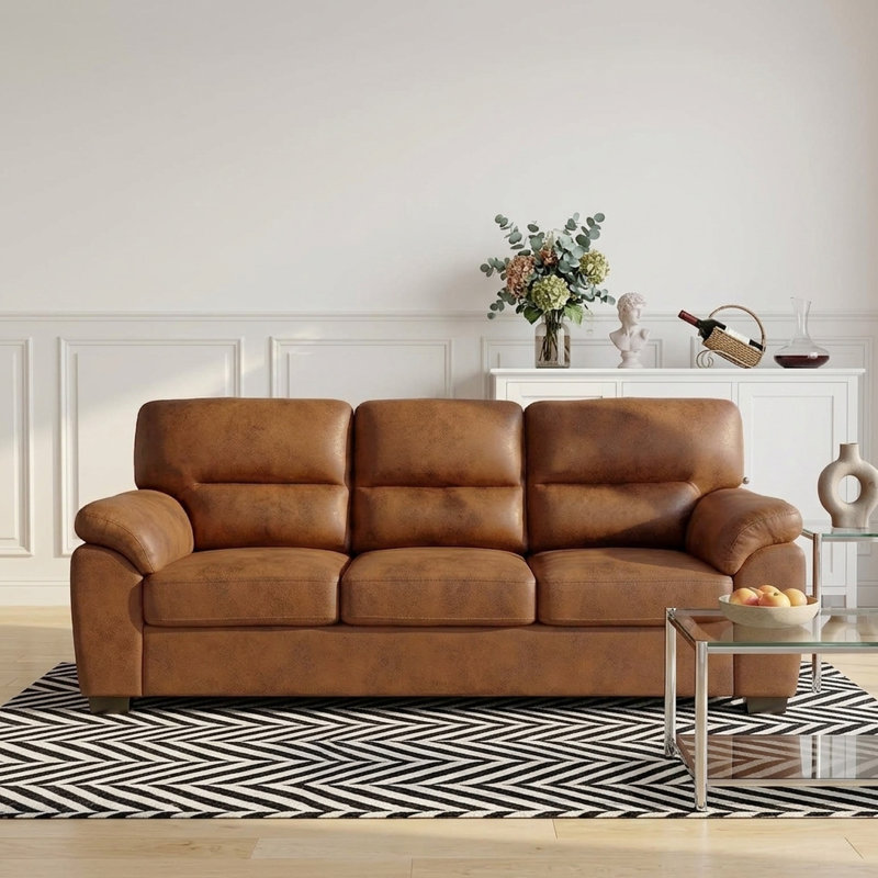 Canapé moderne 3 places de 81 pouces avec tissu métallisé et accoudoirs rembourrés