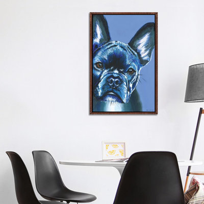 French Bulldog On Blue by Kirstin Wood - Painting on Canvas
