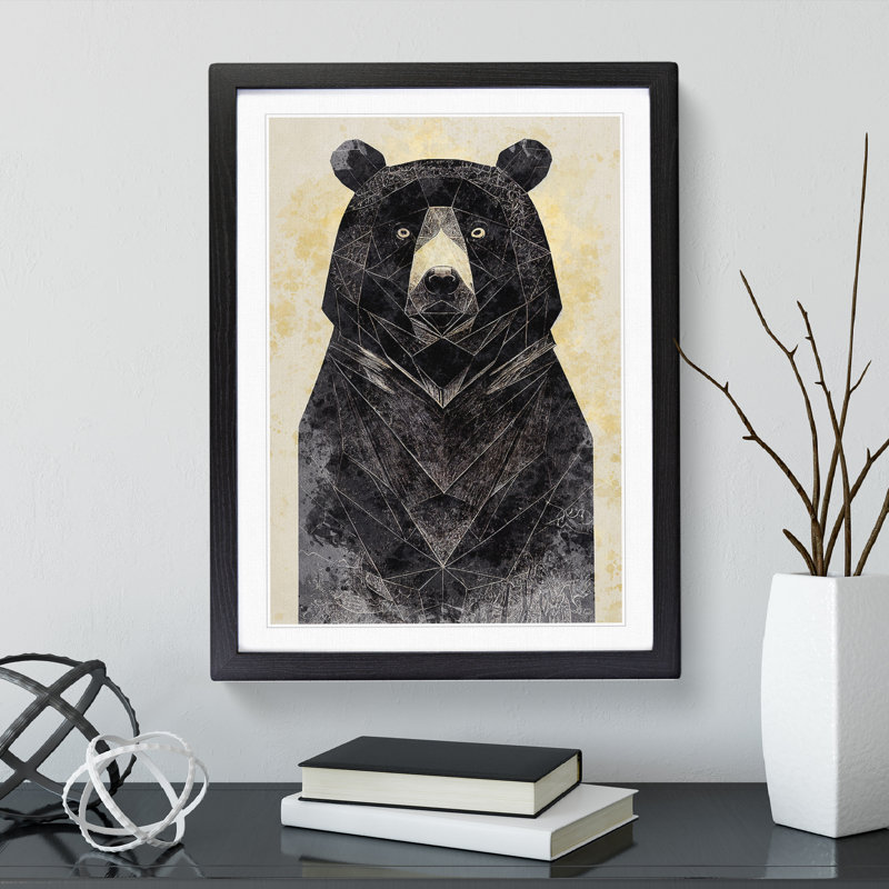 XV1022-980X Bear Portrait No.1 Abstract - Print, 64cm H x 46cm W x 2cm D, Black Framed Paper, White