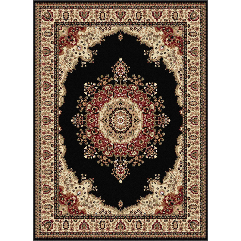 Tapis beige / noir Clarence, Tapis de couloir 2 pi 3 po x 10 pi