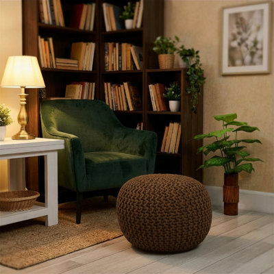 Pouf rond tricoté - Repose-pieds et coussin de sol en tricot épais