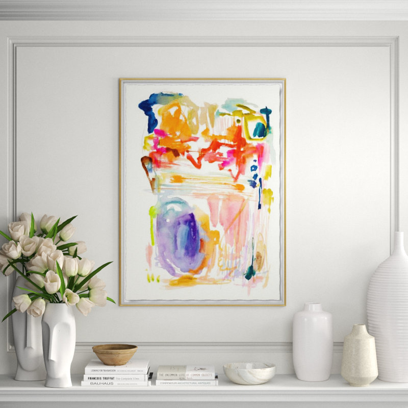 Into The Lake II Painting by Sara Brown, Glass Framed, 32" H x 24" W