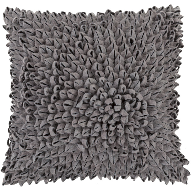 Floral Throw Pillow, Charcoal, 22" H x 22" W x 4" D, Polyester