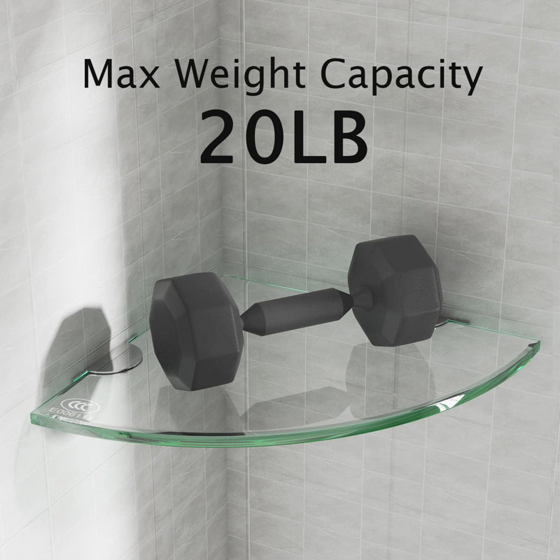 Ensemble de 4 tablettes d'angle transparentes, support de douche pour salle de bain épais ou adhésif de 8 mm, organisateur peu encombrant pour la cuisine, la buanderie, le salon, 9,5 po x 9,5 po, capacité de 20 lb