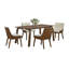 Ensemble de table de salle à manger 5 pièces Iken, 4 chaises en tissu crème, pieds fuselés, bois brun-119906993