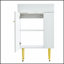Meuble-lavabo élégant avec lavabo vasque en céramique simple et rangement à droite, conception durable et peu encombrante-837472224