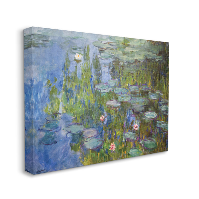 Étude sur les nénuphars par Claude Monet - Peinture, H 24 po x l 30 po, Toile tendue