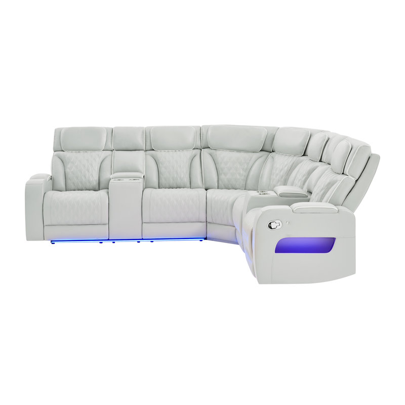 U8611 Blanche Silver Sectional With Led